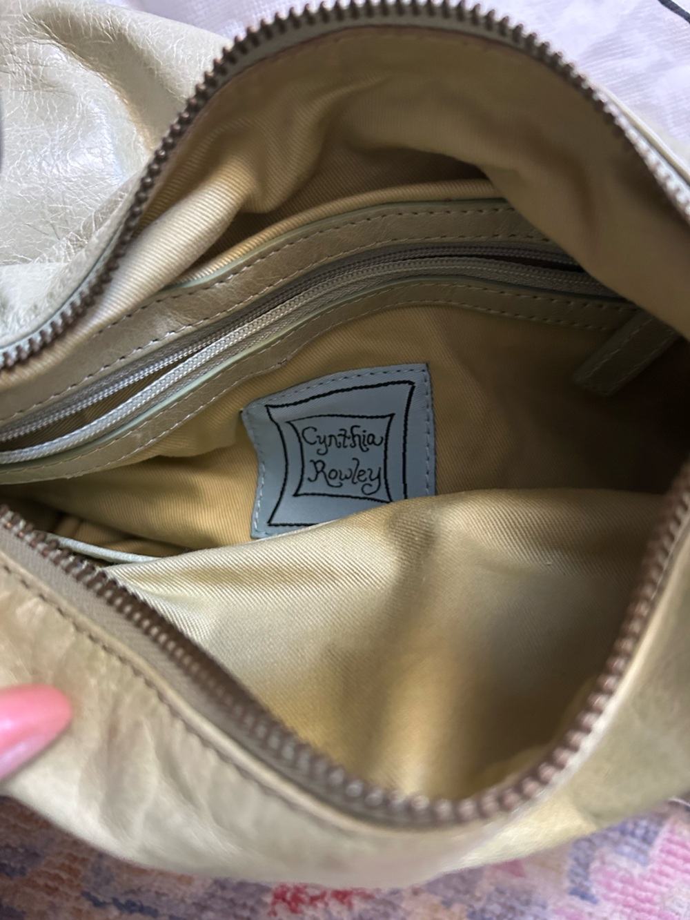 Cynthia Rowley Light Olive Braided-Handle Hobo Shoulder Bag - Picture 3 of 3